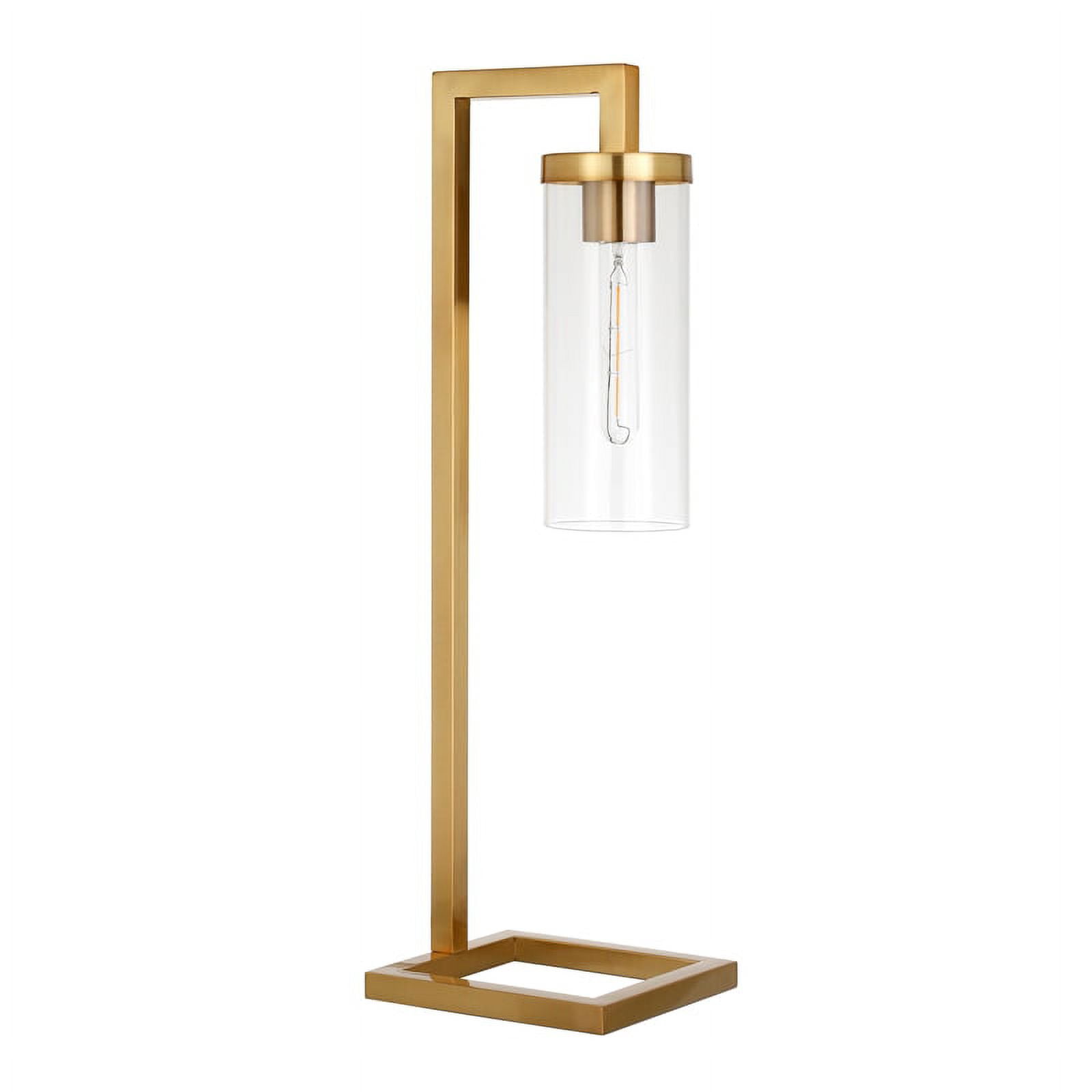 UrbanPro Industrial Metal Table Lamp with Cylinder Glass Shade in Brass