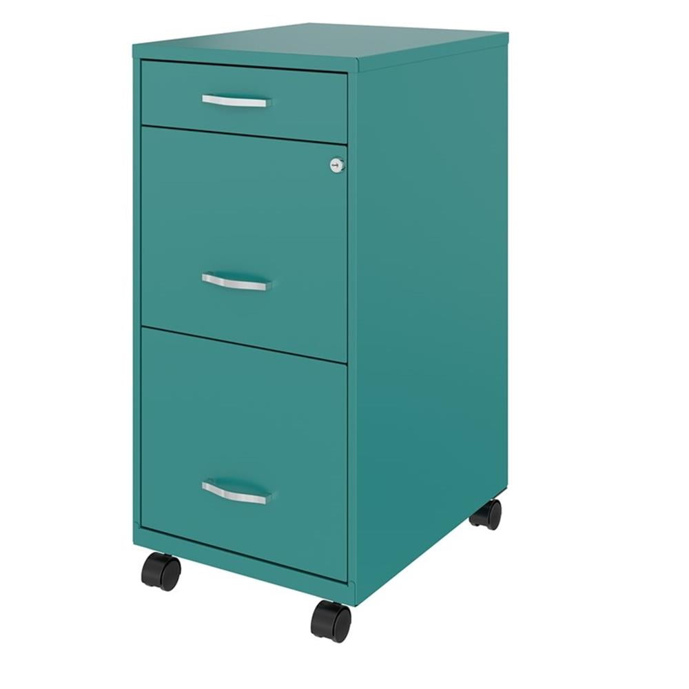 UrbanPro Metal Filing Cabinet Pre-assembled 3 Drawers, Turquoise