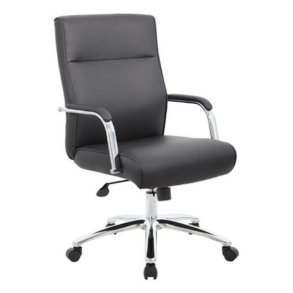 UrbanPro Mid-Century Faux Leather Executive Conference Chair in Black