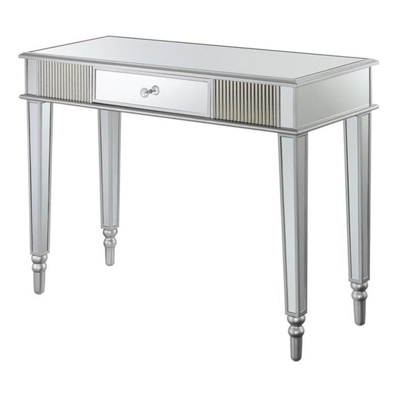UrbanPro Modern Glass One-Drawer Desk/Console Table in Silver
