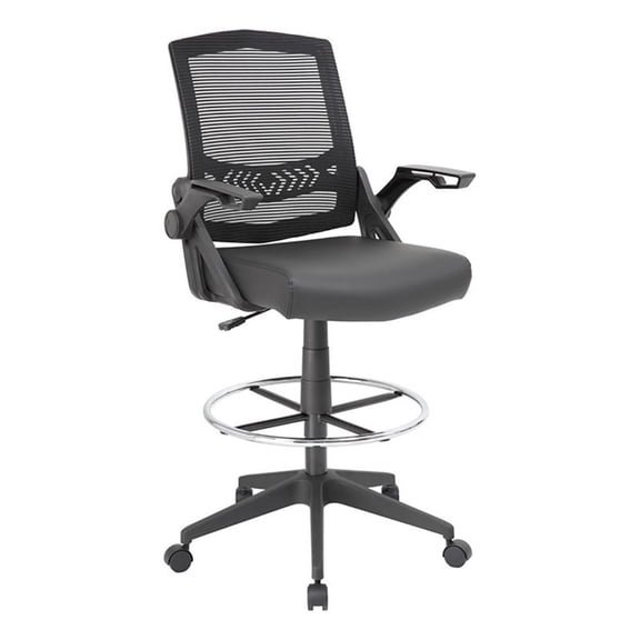 UrbanPro Modern Mesh Fabric Sit-Stand Adjustable Chair with Flip Arms in Black