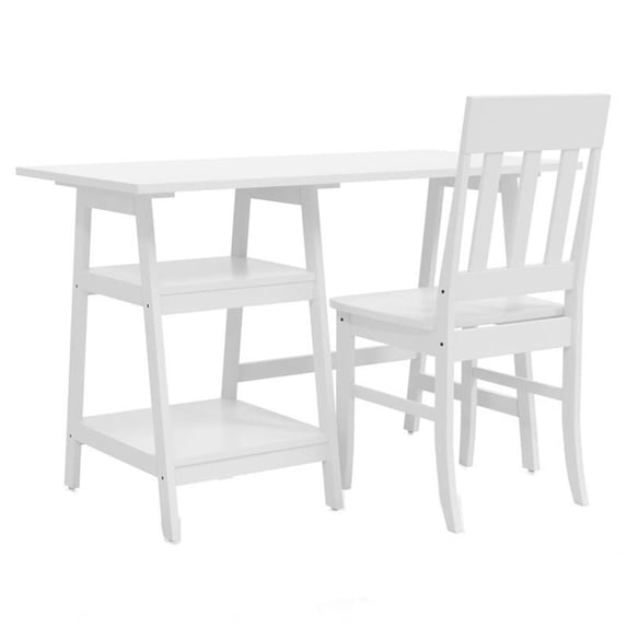 UrbanPro Modern Wood 2-Piece Writing Desk and Chair Set in White
