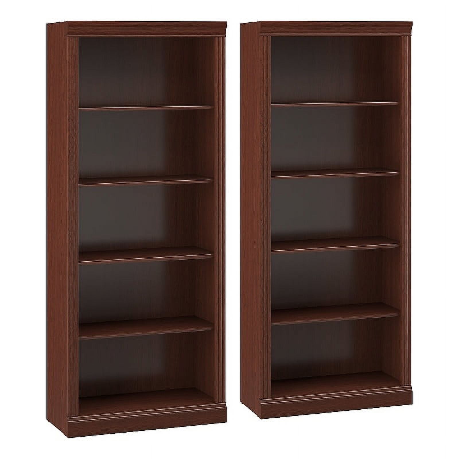 Traditional 84" Tall 18-Shelf Triple Wide Wood Bookcase In Cherry ...