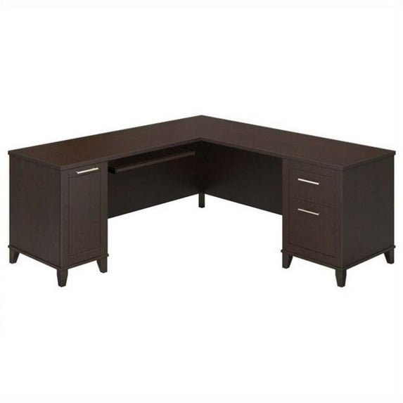 UrbanPro Transitional 72W L Shaped Desk in Mocha Cherry