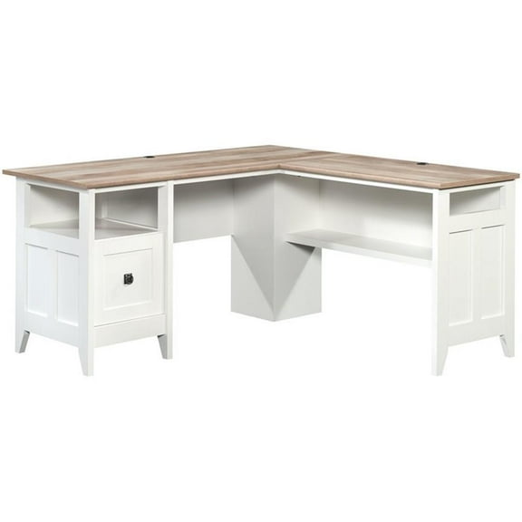 UrbanPro Wooden L-Shaped Computer Desk in Glacier White