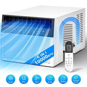 Nepsam Window Air Conditioner with Remote Control, 10000 BTU 115 Volt U-shaped Window AC Unit 6 Modes and 3 Fan Modes, 24 Hour Timer, 450 Sq.Ft