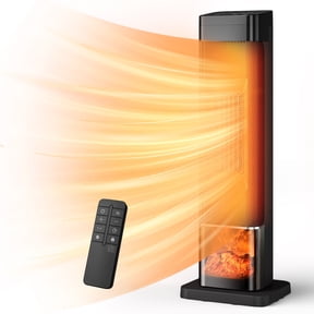 Nepsam 25" 1500W Tower Space Heater, 3-Color 3D Flame, Tower Heater with 70 °Oscillation, 4 Modes & 24H-Timer, for Living Room, Office, Bathroom