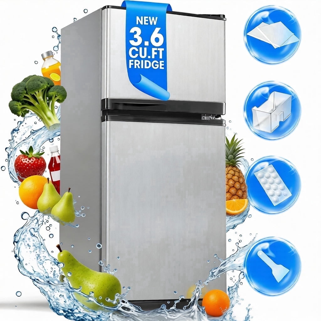 UrbanSync, Mini Fridge, 3.6 Cu.ft, Two Doors with Freezer