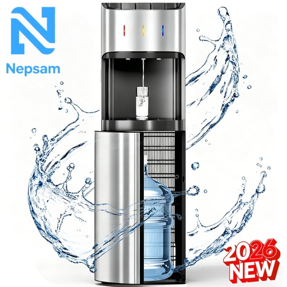 Nepsam 3-Temp Bottom-Loading Water Dispenser with Ergonomic Height, Water Cooler with Child Lock & Food-Grade Tank for 5 Gal, Home/Office/Gym