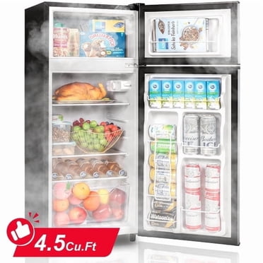 UrbanSync 4.5 Cu.Ft Mini Fridge with Freezer, 7 Temperature Settings, Featuring Adjustable Castors and Shelves, Suitable for Offices and Bedrooms (Silver)