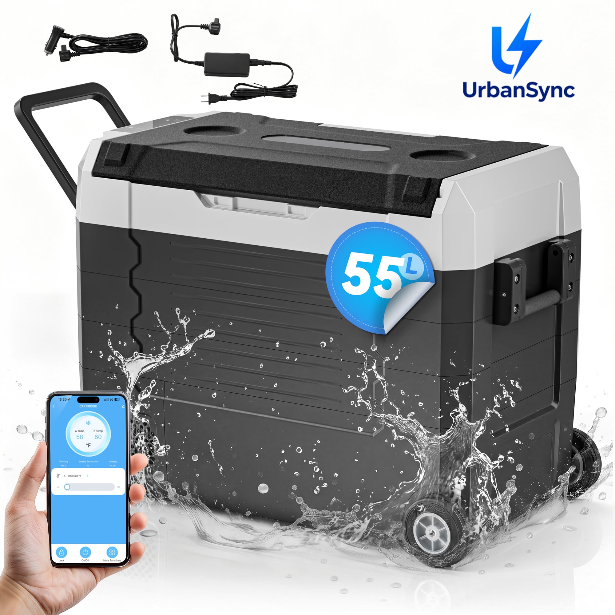 UrbanSync 12 Volt Refrigerator, 58 Quart (55L) Car Fridge, Car