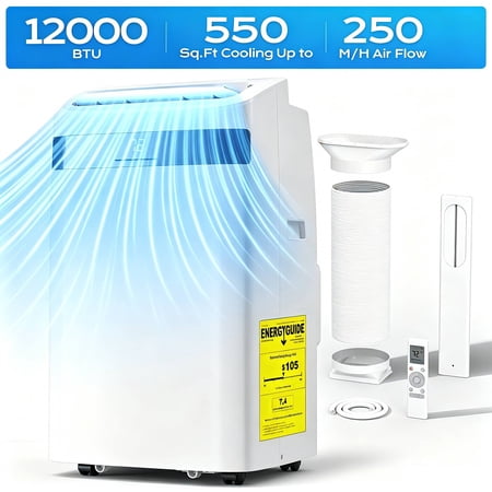 Nepsam 12000 BTU Portable Air Conditioner, Portable AC Unit up to 550 Sq.Ft, 4-in-1 Air Conditioner for Home with Sleep Modes, Remote Control