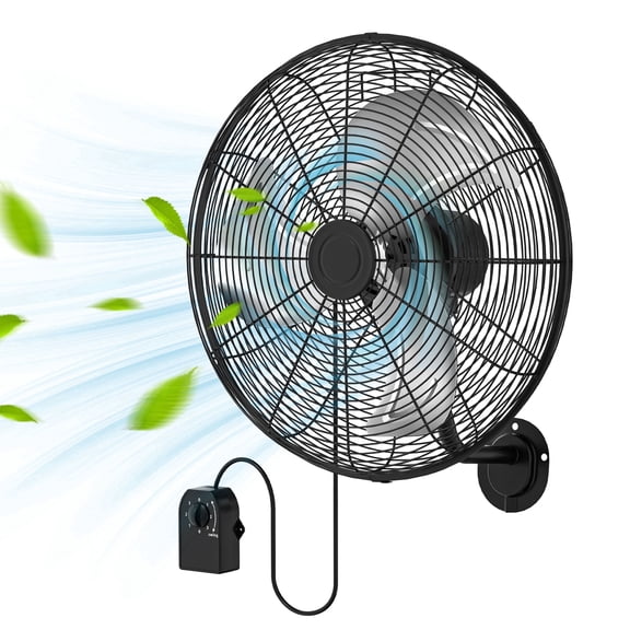 Nepsam Wall Mount Fan, 30 Inch,3-speed, Waterproof Oscillating Industrial Wall Fan, for Warehouse, Greenhouse, Workshop, Patio (Black)