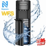 Nepsam Bottom-Loading Water Dispenser with 3-Settings, Water Cooler with Two 304 Food-Grade Stainless Steel Inner Tanks, Child Lock & Energy-Saving, Fits 5 Gal 