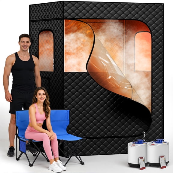 Nepsam Upgraded 2 Person Infrared Sauna Box with 2.6L 1200W Steamer, 99Min-Timer, 9-Level Temperature, 10-min Rapid Heating, Home Sauna for Gym, Pilates, Garage, Hot Tub