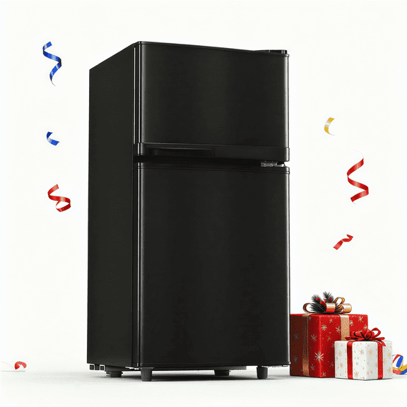 UrbanSync Upgraded 3.6 Cu.ft Mini Fridges with Freezers, Small Refrigerator with 2 Doors, 7-Setting Adjustable Thermostat, Ideal for Dorm, Office and Bedroom (Black)