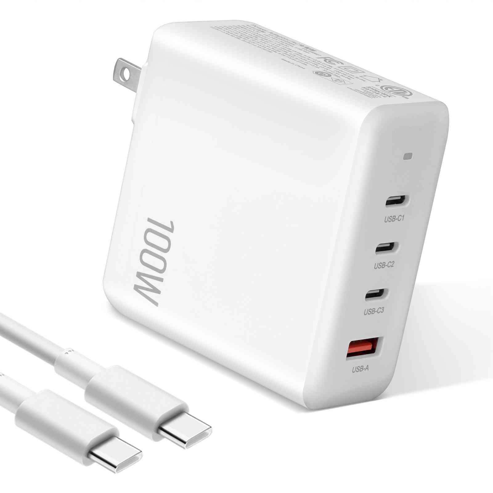 UrbanX 100W USB C Charger Block with 6ft USB TypeC Cable, 4Port GaN