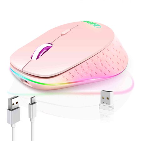UrbanX Dual-Mode Wireless Mouse - Bluetooth & 2.4GHz Connectivity - Rechargeable, Efficient Design Compatible with Xiaomi Redmi 12 5G/Redmi Note 12R/Redmi 12/13 Ultra/Pad 6 Pro , PC, Mac, iPad -Pink