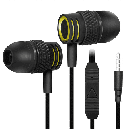 UrbanX R2 Wired in-Ear Headphones with Mic For Samsung Galaxy A11 with Tangle-Free Cord, Noise Isolating Earphones, Deep Bass, In Ear Bud Silicone Tips