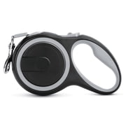 UrbanX Retractable Dog Leash for Manchester Terrier and other Small Terrier Dogs with Anti-Slip Handle. 15ft Strong Nylon Tape; One-Handed Brake, Pause, Lock - Gray