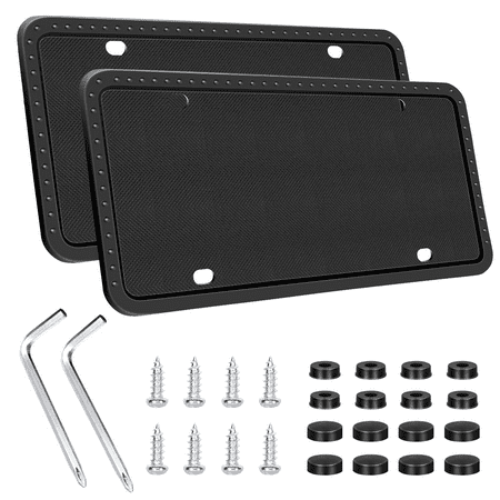 UrbanX Silicone License Plate Frame For Ford Transit-350 HD 2 Pack Car License Plate Cover, Universal US Car Black License Plate Bracket Holder. Rust-Proof, Rattle-Proof, Weather-Proof
