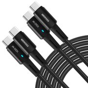 UrbanX USB C to USB C Cable 6.6ft 100W, 2Pack , USB 2.0 Type C Charging Cable Fast Charge for Play 5T Youth, iPad Pro 2020, iPad Air 4, Samsung Galaxy S21, Pixel, Switch, LG, and More (Black)