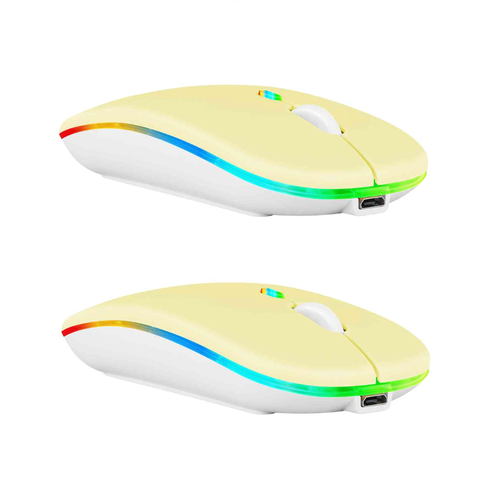 Bluetooth Rechargeable Mouse For Lenovo Flex 5 2-in-1 Laptop Bluetooth Wireless Mouse Designed Laptop Pc Mac Ipad Pro Computer Tablet Android Rgb Led Lav