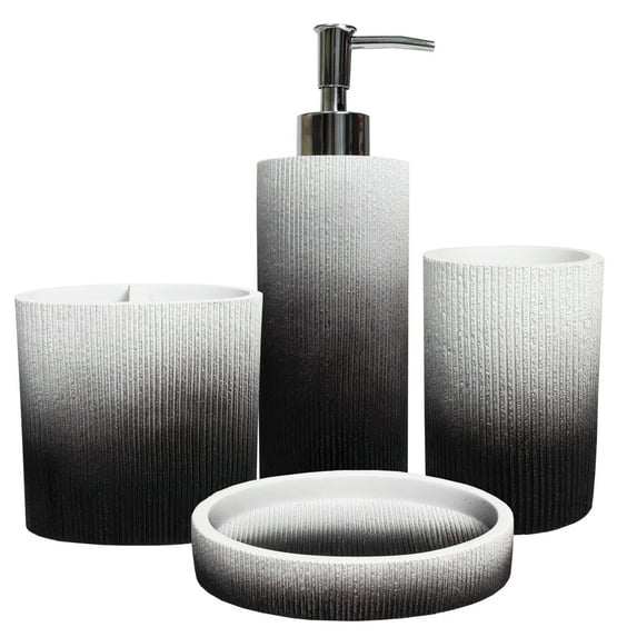 Urbana Bath Accessory Collection Poly Resin 4 Piece Bathroom Set