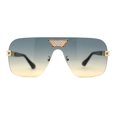 thumbnail image 1 of Urbane Slick Rimless Flat Top Racer Shield Baller Sunglasses Gold Black Green Yellow, 1 of 4