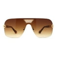 thumbnail image 1 of Urbane Slick Rimless Flat Top Racer Shield Baller Sunglasses Gold Tortoise Brown, 1 of 4