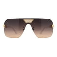 thumbnail image 1 of Urbane Slick Rimless Flat Top Racer Shield Baller Sunglasses Gold White Brown, 1 of 4