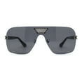thumbnail image 1 of Urbane Slick Rimless Flat Top Racer Shield Baller Sunglasses Gunmetal Black, 1 of 4