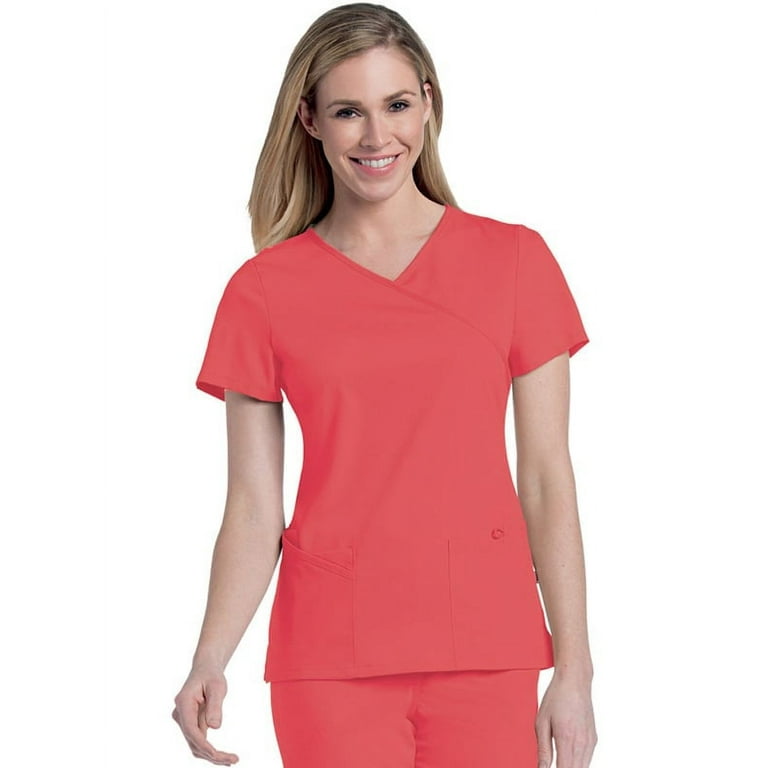 Urbane Ultimate Women s Sophie Crossover Solid Scrub Top Walmart