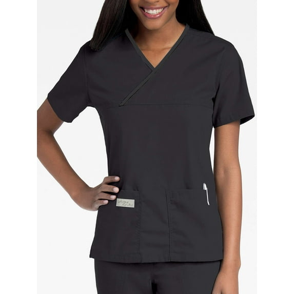 Urbane by Landau Women's Double Pocket Crossover Scrub Top, Style 9534