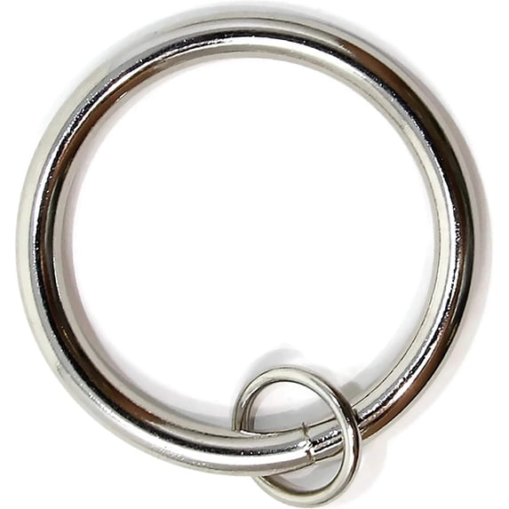 Urbanest Curtain Rings with Eyelets, 1.5" Inner Diameter, Set of 14 - Silver Brushed Steel