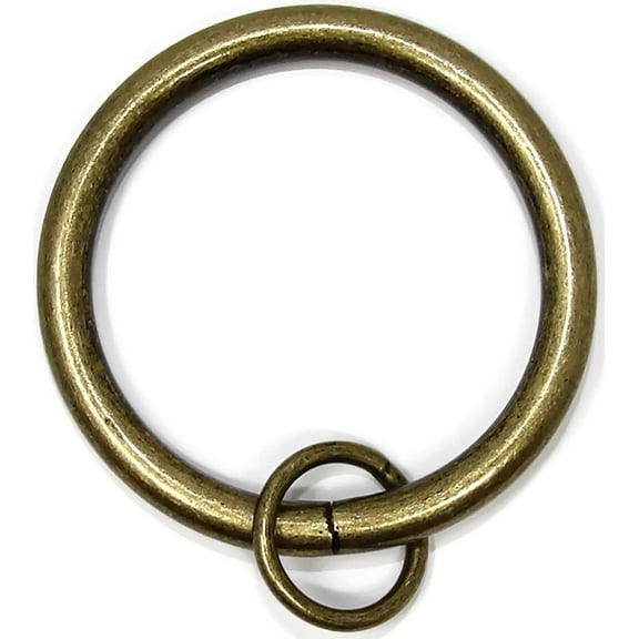 Urbanest Curtain Rings with Eyelets, 1.5" Inner Diameter, Set of 28 - Antique Brass Gold