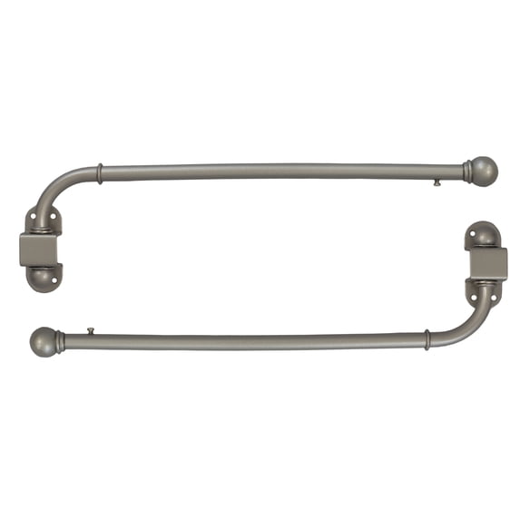 Urbanest 1/2” Adjustable Wall Mounted Swing Arm Rods 14"-24", Pewter, Set of 2