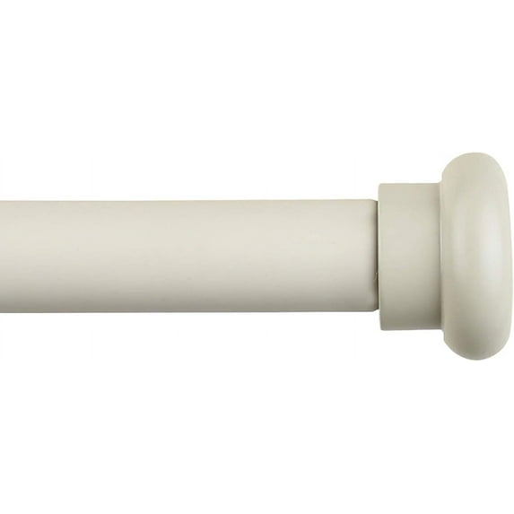 Urbanest Adjustable Single Curtain Rod Set Button Finials – 1 - Inch Diameter, With French White Rod, 48–84 Inches