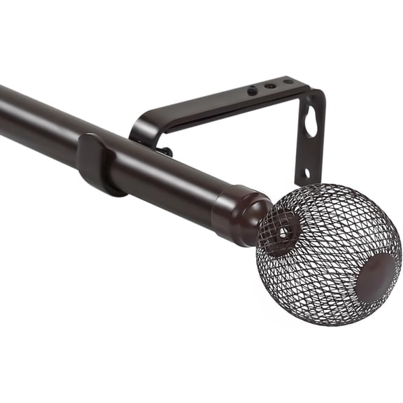 Urbanest Adjustable Single Curtain Rod Set Columbia Finials – 1 -Inch Diameter, With Bronze Rod, 48–84 Inches