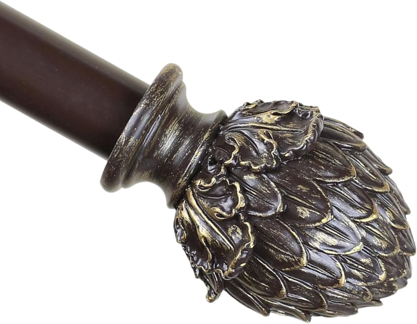Urbanest Adjustable Single Curtain Rod Set Gold Artichoke Finials – 1 - Inch Diameter, With Bronze Rod, 28–48 Inches