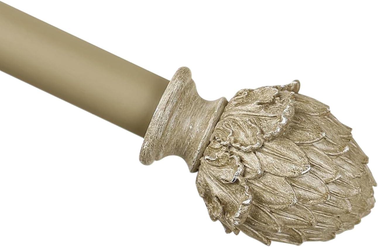Urbanest Adjustable Single Curtain Rod Set Artichoke Finials – 1 - Inch Diameter, With Cottage Rod, 48–84 Inches