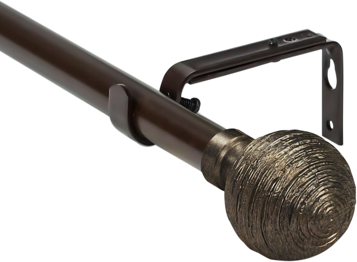 Urbanest Adjustable Single Curtain Rod Set Bronze With Gold Favo Finials – 1 - Inch Diameter, With Bronze Rod, 28–48 Inches