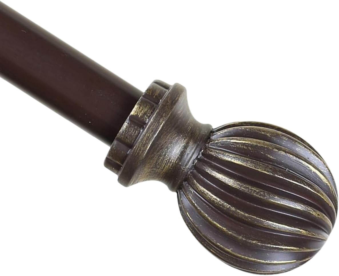 Urbanest Adjustable Single Curtain Rod Set Bronze With Gold Lecca Finials – 1 - Inch Diameter, With Bronze Rod, 28–48 Inches