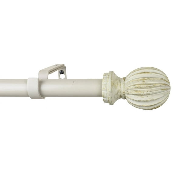 Urbanest Adjustable Single Curtain Rod Set Gilded Lecca Finials – 1 - Inch Diameter, With French White Rod, 28–48 Inches