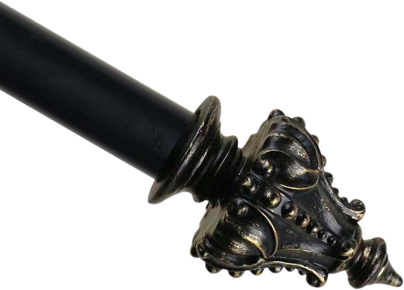 Urbanest Adjustable Single Curtain Rod Set Burnt Gold Regale Finials – 1 - Inch Diameter, With Black Rod, 28–48 Inches