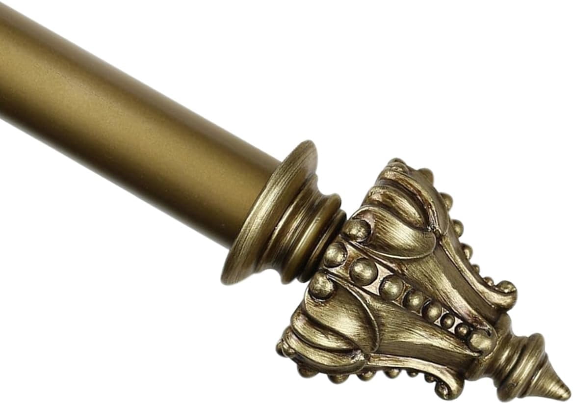 Urbanest Adjustable Single Curtain Rod Set Regale Finials – 1 - Inch Diameter, With Renaissance Gold Rod, 84–120 Inches