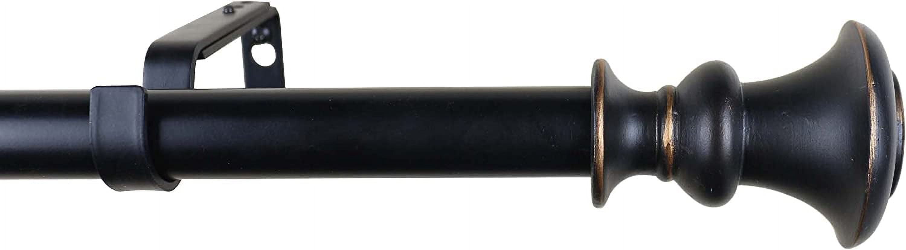 Urbanest Adjustable Single Curtain Rod Set Copper Tavo Finials – 1 - Inch Diameter, With Black Rod, 28–48 Inches