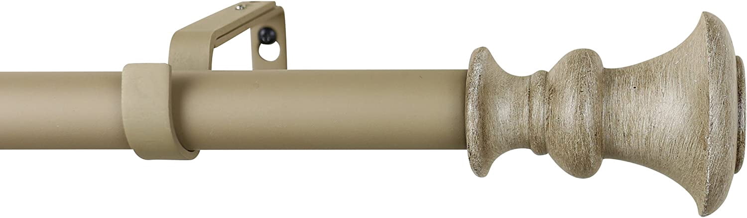 Urbanest Adjustable Single Curtain Rod Set Tavo Finials – 1 - Inch Diameter, With Cottage Rod, 28–48 Inches