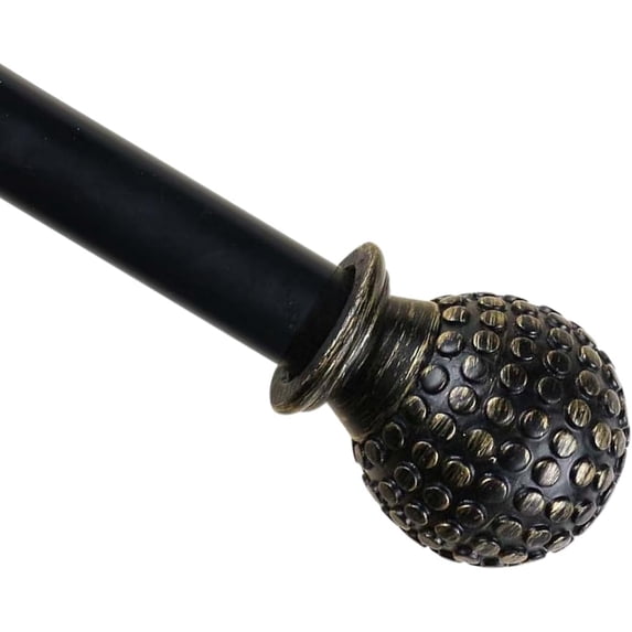 Urbanest Adjustable Single Curtain Rod Set Copper Tola Finials – 1 - Inch Diameter, With Black Rod, 84–120 Inches