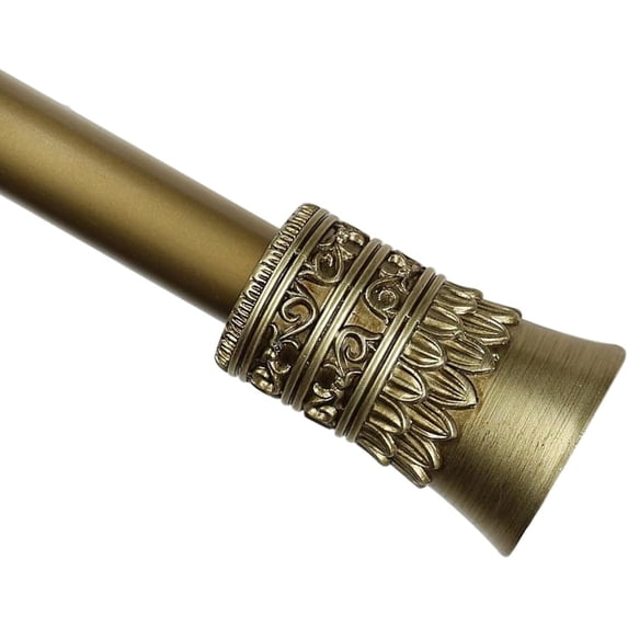 Urbanest Adjustable Single Curtain Rod Set Tribale Finials – 1 - Inch Diameter, With Renaissance Gold Rod, 48–84 Inches